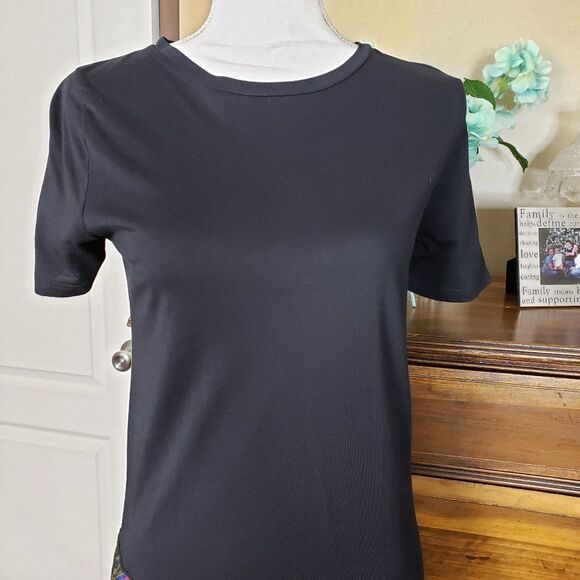 Zara Basic Soft Black Tee with Hip Scarf Midi Dress womens S small Crew Neck - Picture 3 of 10